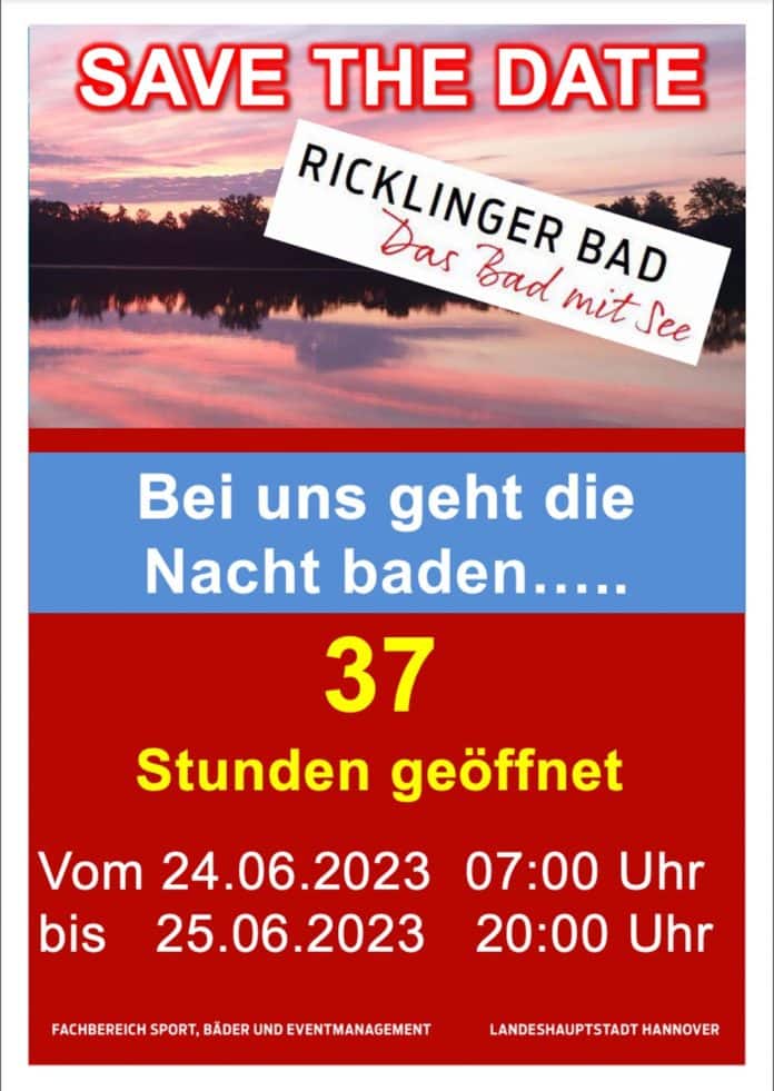 Ricklinger Bad öffnet am 24./25. Juni durchgehend für 37 Stunden © LHH