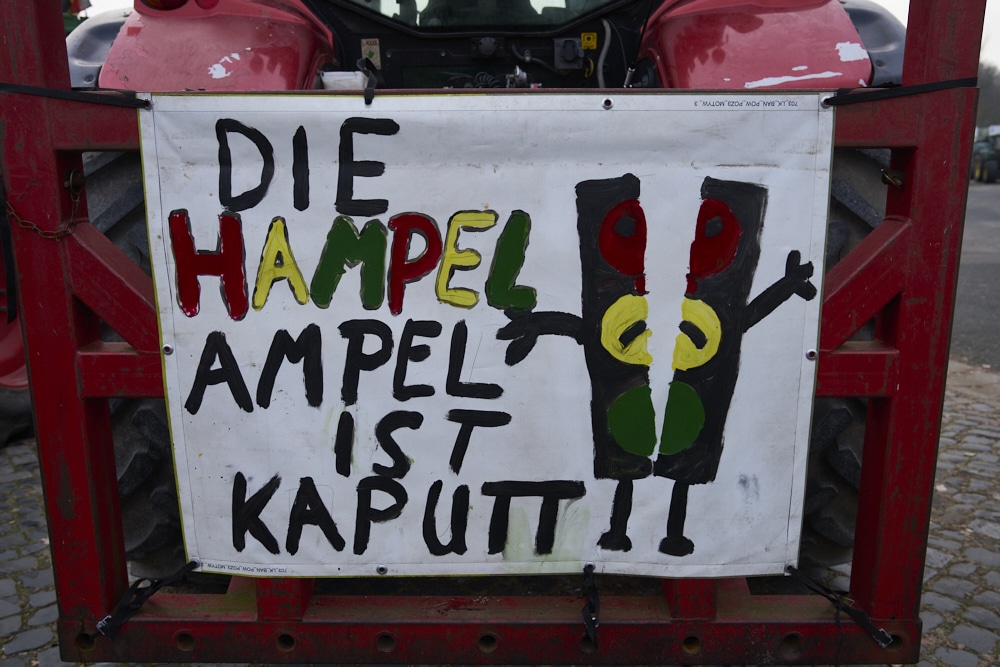Protest der Landwirte und Bauern der Region Hannover und aus Niedersachsen in der Innenstadt von Hannover und am Landtagsgebäude am 11.01.2024 © Ulrich Stamm